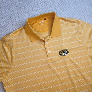 Ping Mizzou Tigers Mens Large Yellow White Striped Performance Golf Polo Shirt